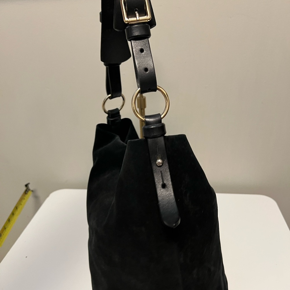Dooney & Bourke Black Suede Bucket Bag | Vintage Leather Trim Purse - Picture 6 of 13
